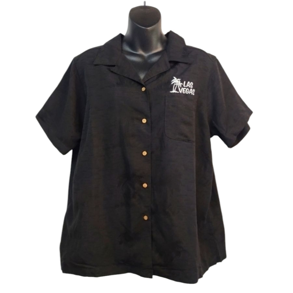 Ultra Club Cabana Breeze Las Vegas Men's Button Down Black Shirt Size XL NWT